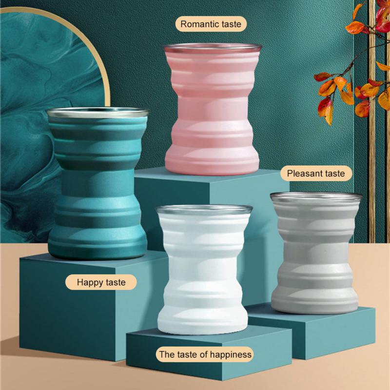 1 шт. портативная силиконовая складная чашка с ремешком термостойкая складная чашка с крышкой складная дорожная кружка для хранения горячей воды