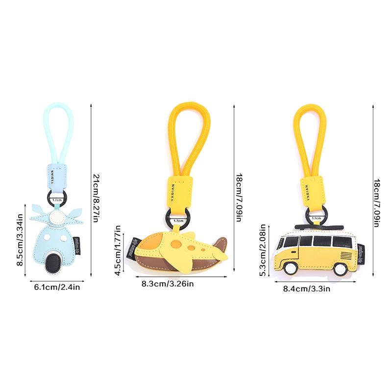 Креативный кожаный брелок для ключей, милый мультяшный самолет и автобус, кольцо для ключей, роскошный держатель для ключей от автомобиля, ручной работы, шарм для сумки, подвеска для подарка