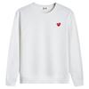 Unisex Cotton Long Sleeve Crewneck Sweatshirt With Embroidered Heart Design Casual Oversized Fit