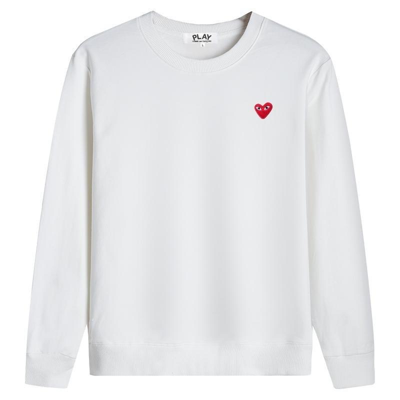 Unisex Cotton Long Sleeve Crewneck Sweatshirt With Embroidered Heart Design Casual Oversized Fit