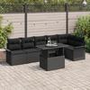 VidaXL 7-Piece Garden Sofa Set with Cushions Black Rattan 3348299