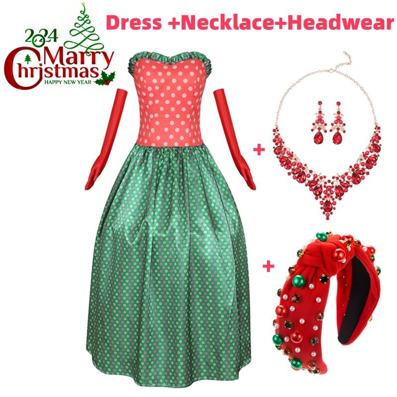 Womens Christmas Dress Martha May Whovier Costume Cosplay Outfits with Gloves for Holiday Party Fancy Dress Outfit