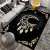 Dreamcatcher Moon Rug for Boho Chic Living Room | Black Gold Astrology Carpet | Spiritual Home Decor Items Skid resistant carpet