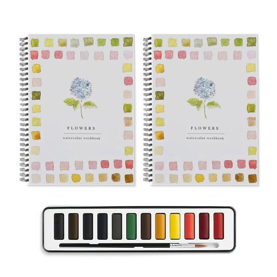Рабочая тетрадь по акварели 12 цветов Птицы Цветы Животные Дети Акварельные краски Книга Художественные поделки Принадлежности для рисования для начинающих