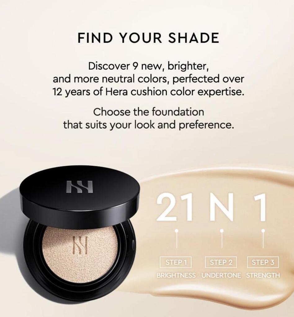 Hera ЧЕРНЫЙ КУШИОННЫЙ ТОНАЛЬНЫЙ ФУНКЦИОНАЛ SPF34/PA++ / Основной 15 г + Сменный блок 15 г