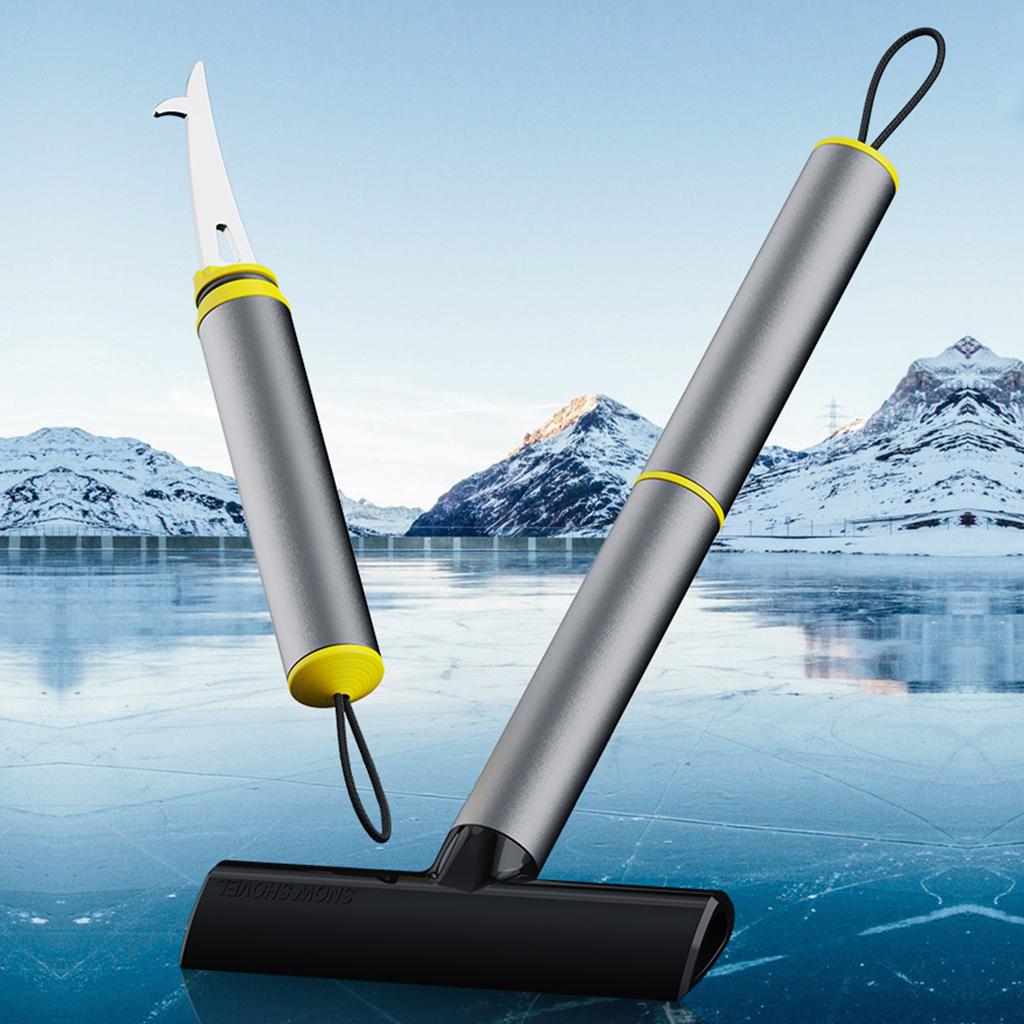 Snow Broom Ice Scraper with Soft No-Scratch TPU Head 10inch Long Handle Winter Windshield Ice Breaker
