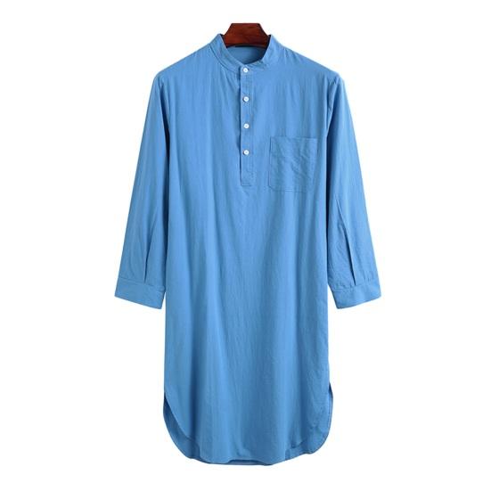 Мужская пижамная рубашка с длинным рукавом, однотонная универсальная ночная рубашка, повседневная одежда, дизайнерская рубашка с пуговицами, мужская поставка