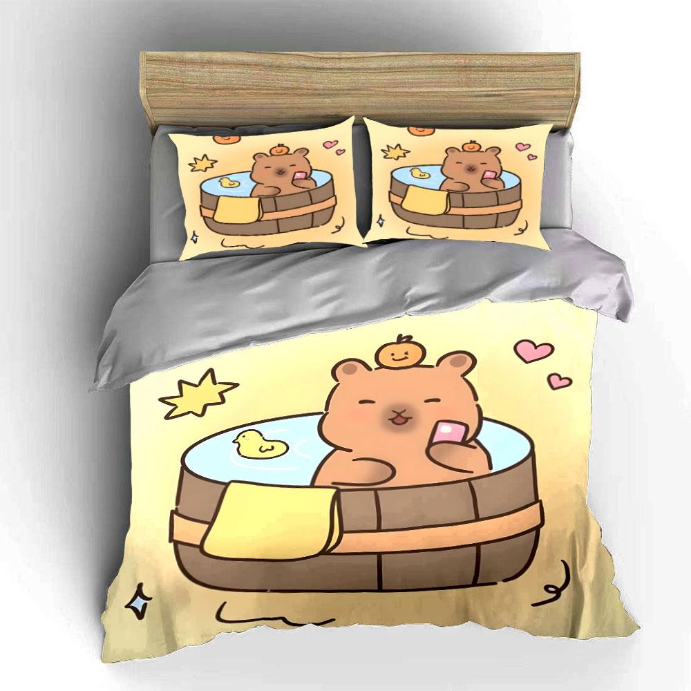 "Cartoon Bear Bathing Set" Bedding Duvet Cover Set Duvet Cover Pillowcases (1 * Duvet Cover 2 * Pillowcases, without duvet insert)