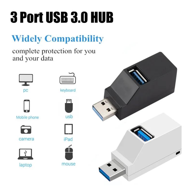 3-портовый USB 3.0-концентратор, мини-USB-адаптер, разветвитель, OTG-адаптер, 5 Гбит/с, высокоскоростное U-ридер для портативных ПК