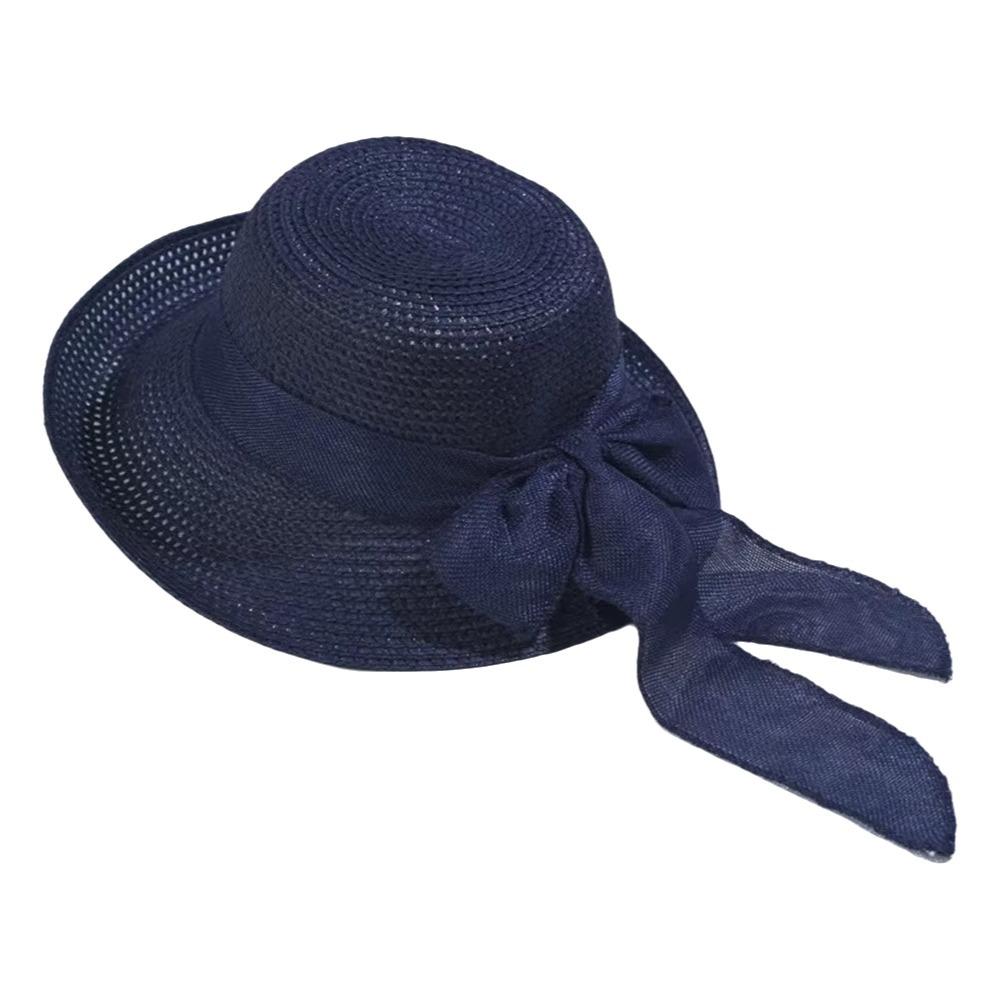 Portable Big Brimmed Woven Cap Hollow Out Bucket Hat Folding Sun Cap Bow Fisherman Cap  Camping