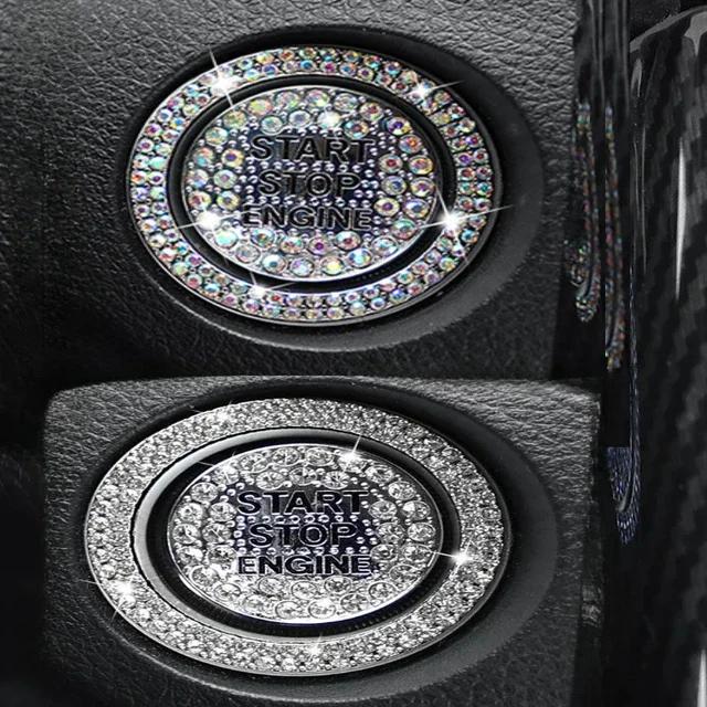 Car One-click Start Button Interior Engine Ignition Start Stop Button Protective Cover Crystal Decoration Car Accessories amagi