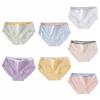 4Pcs Mid Waist Underwear for Women Letter Stripe Underpants Breathable Simple Briefs  Gifts
