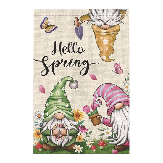 Весенний садовый флаг, двухсторонний льняной цветочный флаг, наружный декор, привет весна