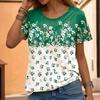 Летний топ с круглым вырезом и 3D-цветочным принтом, модные повседневные женские футболки с короткими рукавами