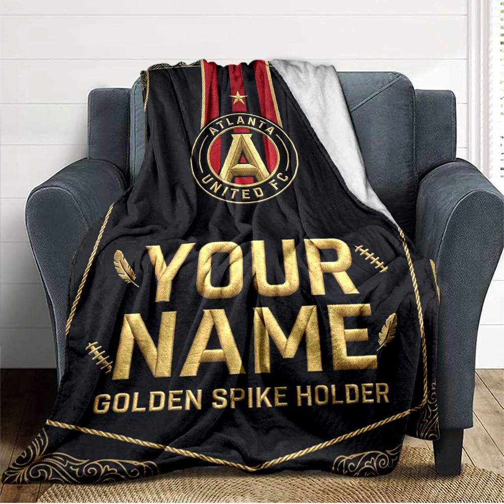 Name Custom Atlanta United FC Print Flannel Blanket High Quality Warm Comfortable Cover for All Seasons Perfect for Gifts Home Decor