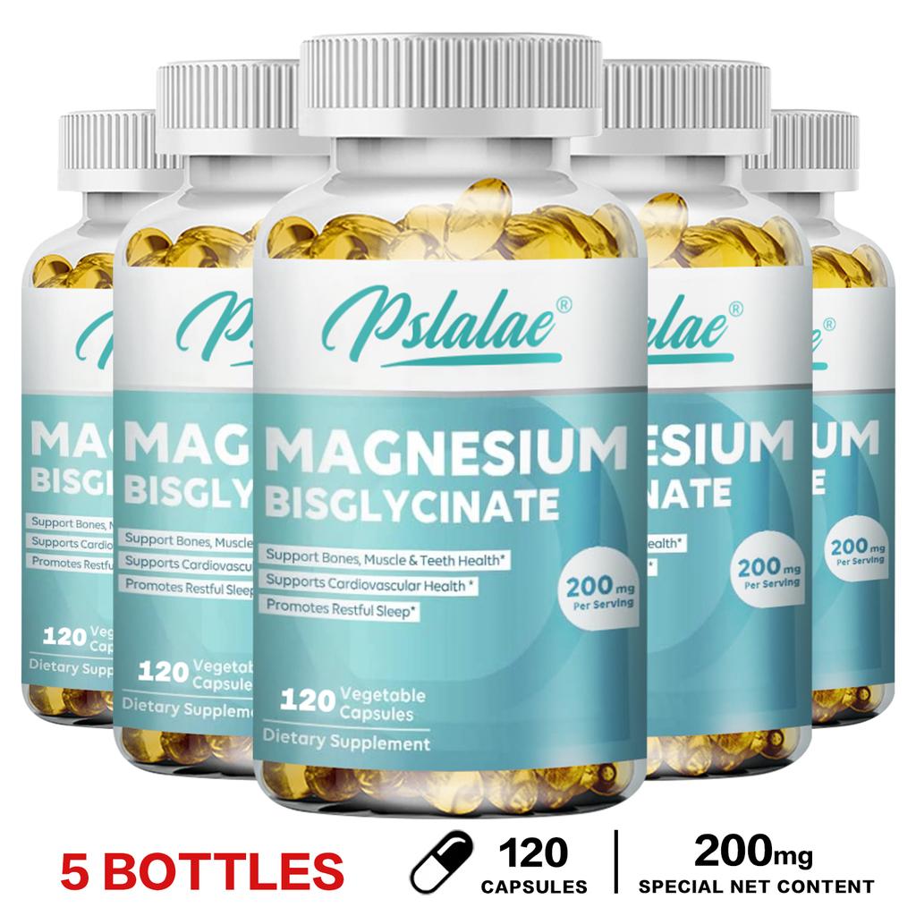 Pslalae Капсулы магния глицината, 200 мг на порцию, незаменимые минералы, пищевая добавка.