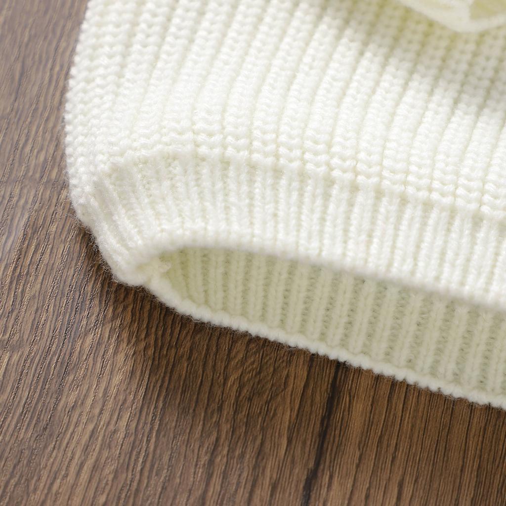 Вязаный свитер для маленьких девочек, повседневный, с вышитыми буквами, теплый, с длинными рукавами, трикотаж для малышей