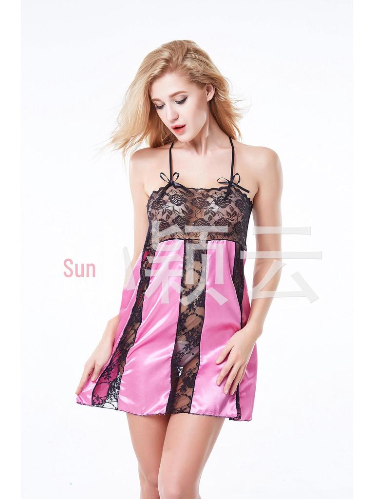 European and American Plus Size Sexy Lingerie: Summer Smooth Nightdress with Suspenders
