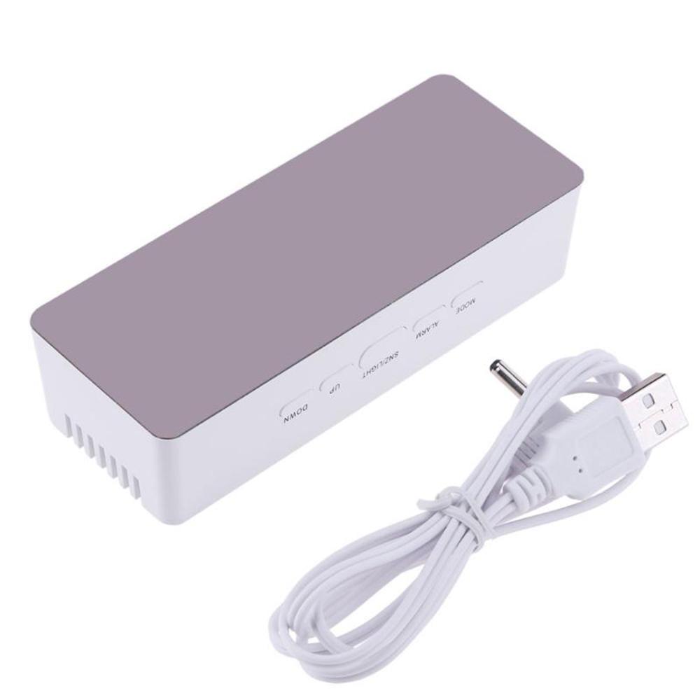 Многофункциональное пластиковое зеркало, светодиодный ночник, термометр, цифровые настенные часы, лампа-будильник