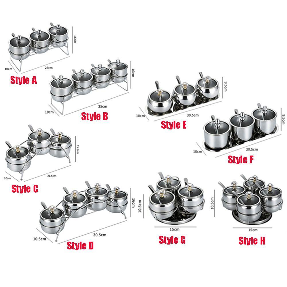 Stainless Steel Condiment Jar Set Light Luxury Spice Organizer Salt Storage Container Countertop