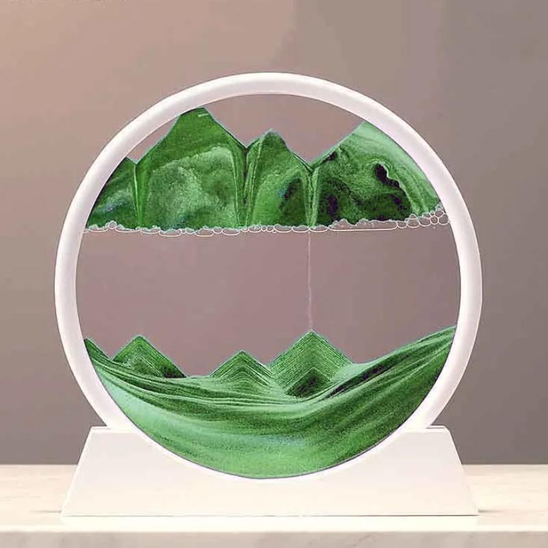 12-дюймовые 3D песочные часы с зыбучим песком, глубоководный песчаный пейзаж, художественная картина, круглая стеклянная поделка, текучая песчаная картина, гостиная, домашний декор