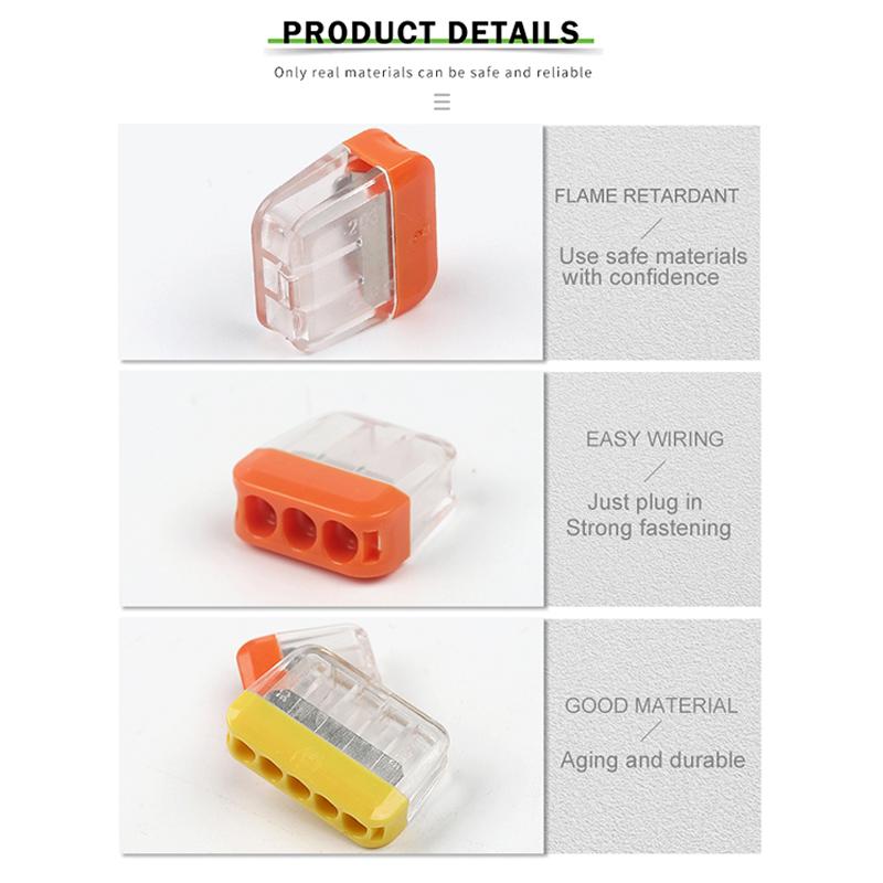 Quick Easy Push In Compact Wire Splicing Connector Connection 2/3/5 Pin Wiring Terminal For Electric Cable Junction Box