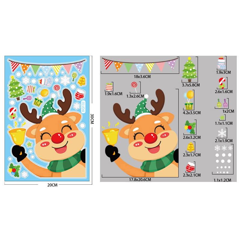 Креативные рождественские украшения, Электростатические наклейки, Украшения для витрин магазинов, Рождественские декоративные наклейки на стекло