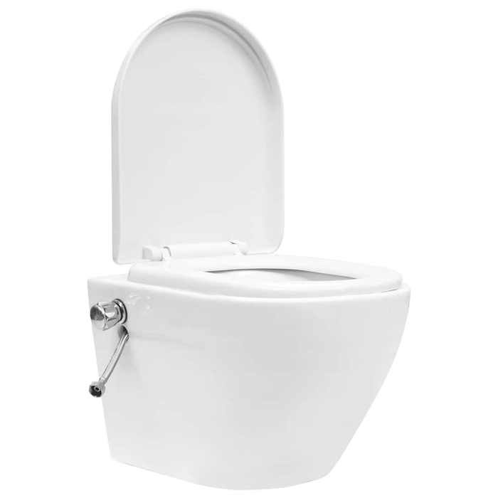 VidaXL Toilette murale sans rebord et réservoir caché Céramique Blanc
