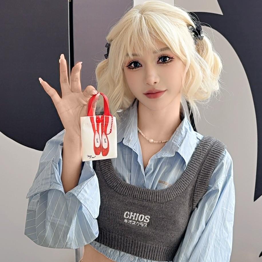 Мини-холщовая сумка для хранения наушников и мелких предметов в балетном стиле с подвеской