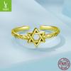Vintage Hexagram Open Ring, Fashion S925 Sterling Silver Lucky Pattern Ring