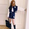 Girls Loose Fashion Dance Clothes Spring and Autumn Large Size Baseball Uniform Jacket Top + Skirt 2-piece Set