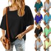 Женская модная однотонная однотонная сексуальная однотонная футболка со средним рукавом и открытыми плечами