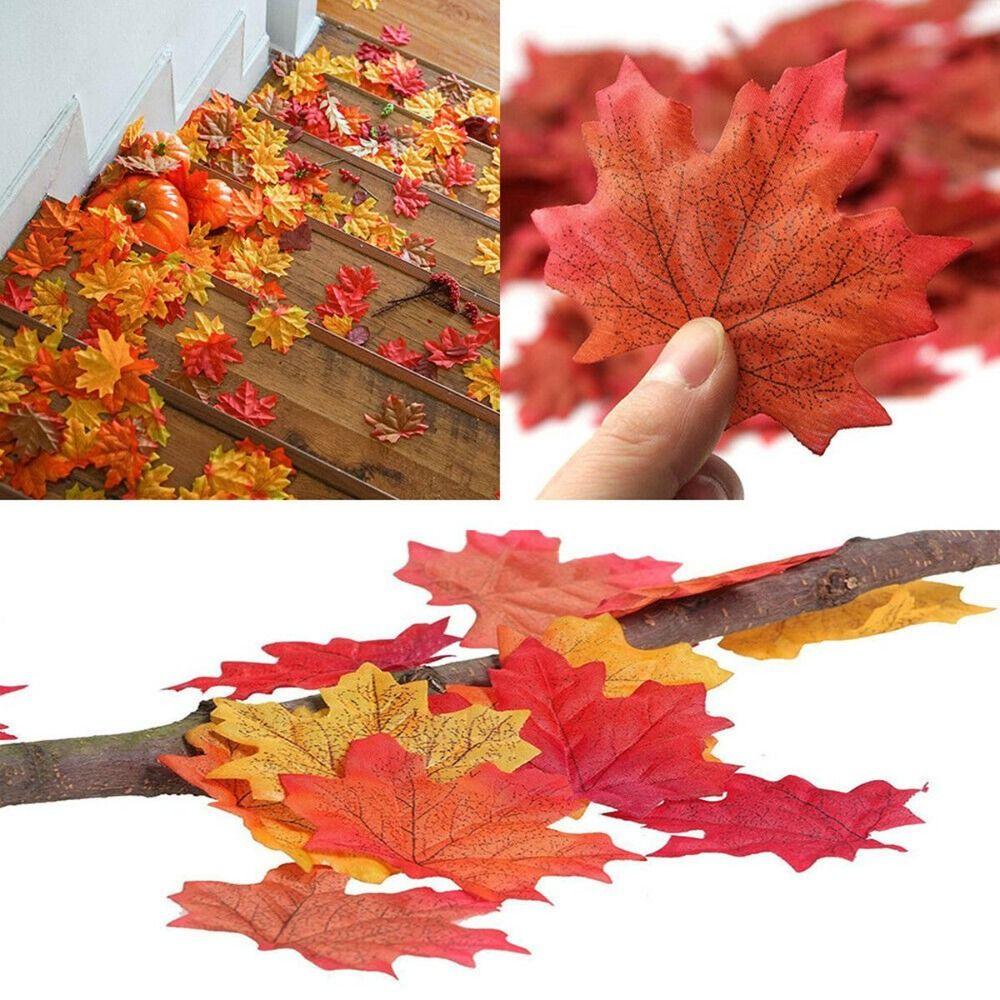 50Pcs/Pack Maple Leaves Artificial Leaf Plants Leaf Stacked Maple Leaves  Photo Props