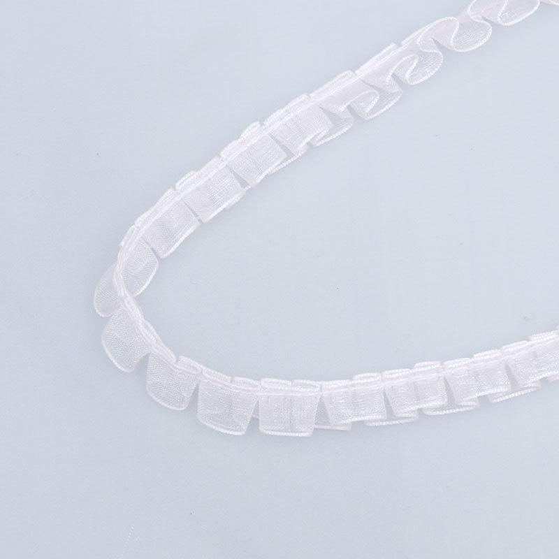 1cm Wide Transparent Chiffon Ribbon Lace Pet Clothing Hat Accessories Handmade Decorative Materials Ruffled Lace Ribbon Bow DIY Flower Handmade