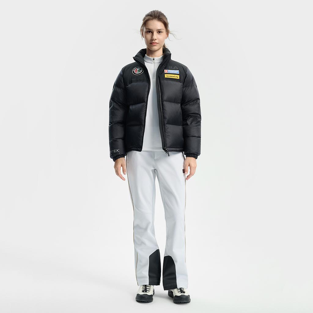 Fila Лыжная серия Модная Панк Крутая Пуховая Куртка Женская Верхняя одежда Насыщенно-черный A11W546920FBK