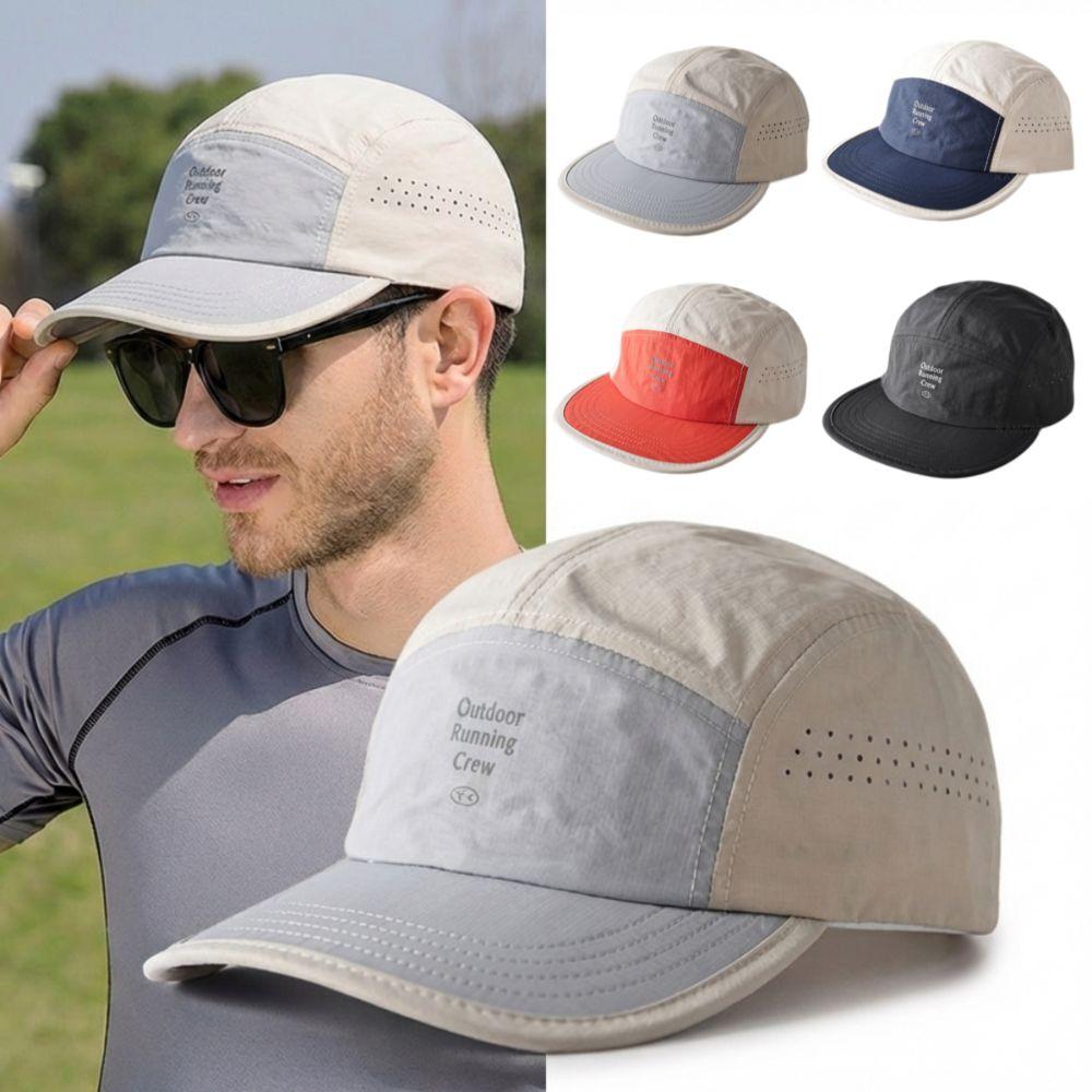 Embroidered Letter 5 Panel Baseball Cap Contrast Color Sun Hat Casual Sports Cap Unisex