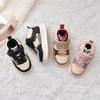 Детские кроссовки с хлопком, спортивная обувь для студентов, нескользящие на липучке, 2024, новая модная детская обувь, теплая для зимнего тренда