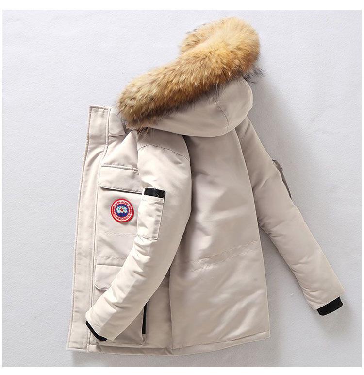 Женская зимняя пуховая куртка 2025 года унисекс с большим меховым воротником