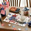 God Bless America Stars Patriotic 4th of July Placemats , 12x18 Inch Memorial Day Table Mats for Dining Decoration