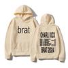 Charli XCX Hoodie 2024 Brat New Album Женские/мужские толстовки Смешные унисекс толстовки Винтажные эстетичные топы Harajuku Одежда