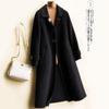 2021 Slim Double-Sided Wool Mid-Length Coat with Square Buttons and Doll Collar