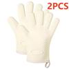 Heat Resistant Silicone Kitchen Gloves Anti-scald Thickened Microwave Oven Baking BBQ Gloves Anti-slip Heat Insulation Mitts