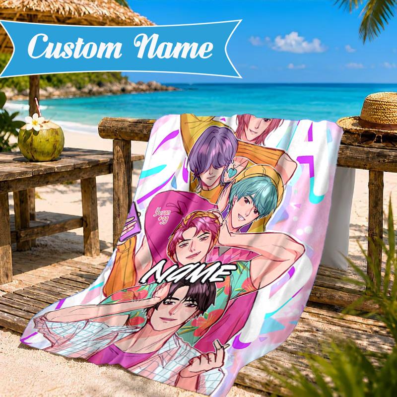 Custom Name KPop Fantasy Night Beach Towel Microfiber Beach Towel, Lightweight and Quick-Dry, for Summer Travel, Swimming Pool Gift