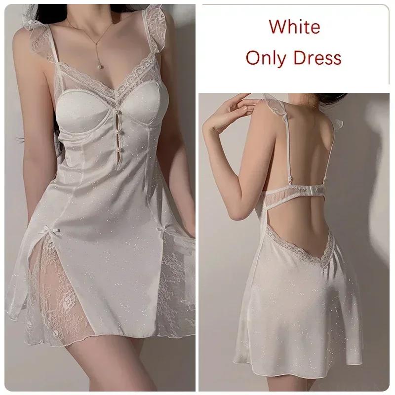 Роскошная пижама, женский пижамный комплект, мини-платье на шнуровке с бюстгальтером, сексуальная женская пижама