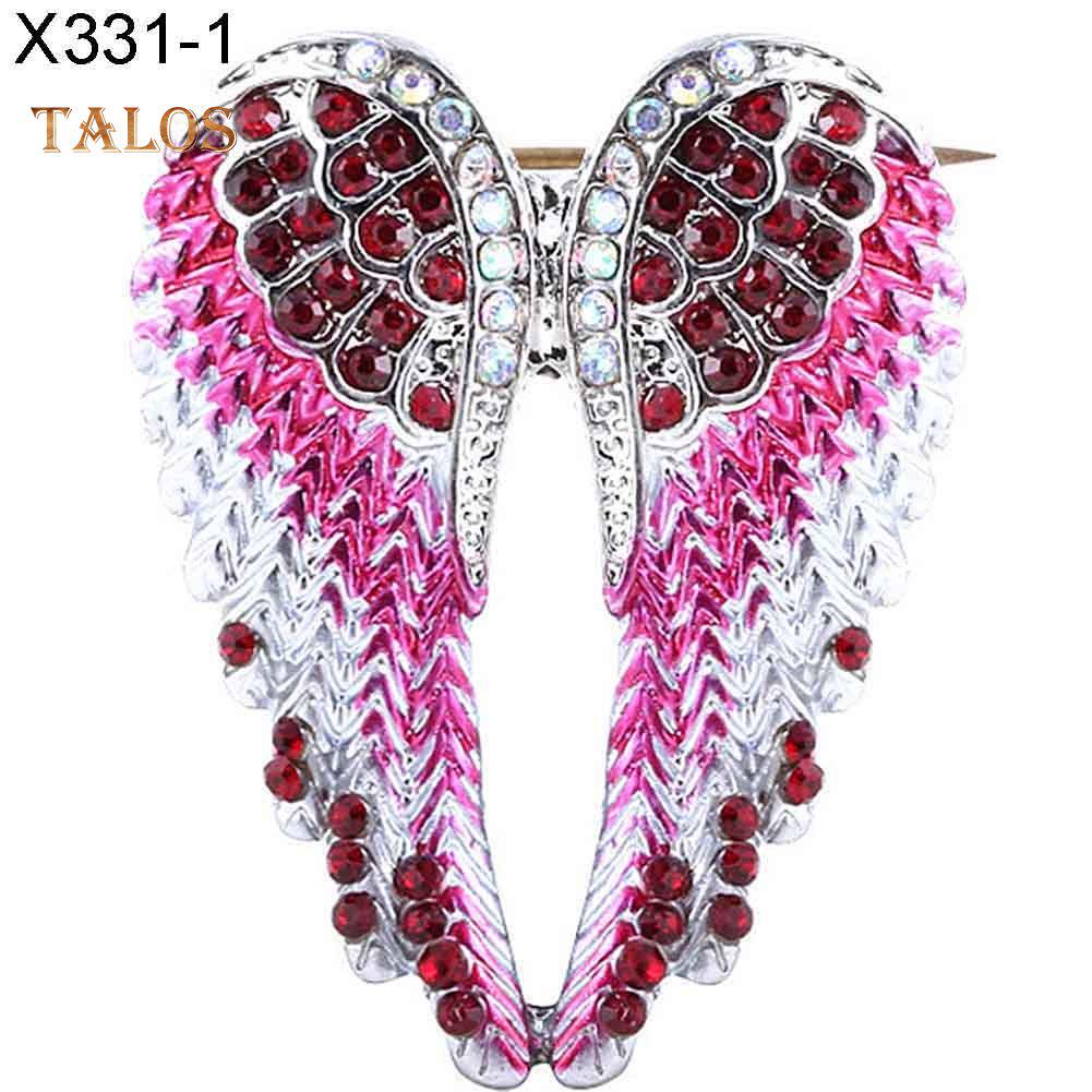 TJA Rhinestone Inlaid Angel Wing Brooch Pin Cardigan Scarf Corsage Badge Decor