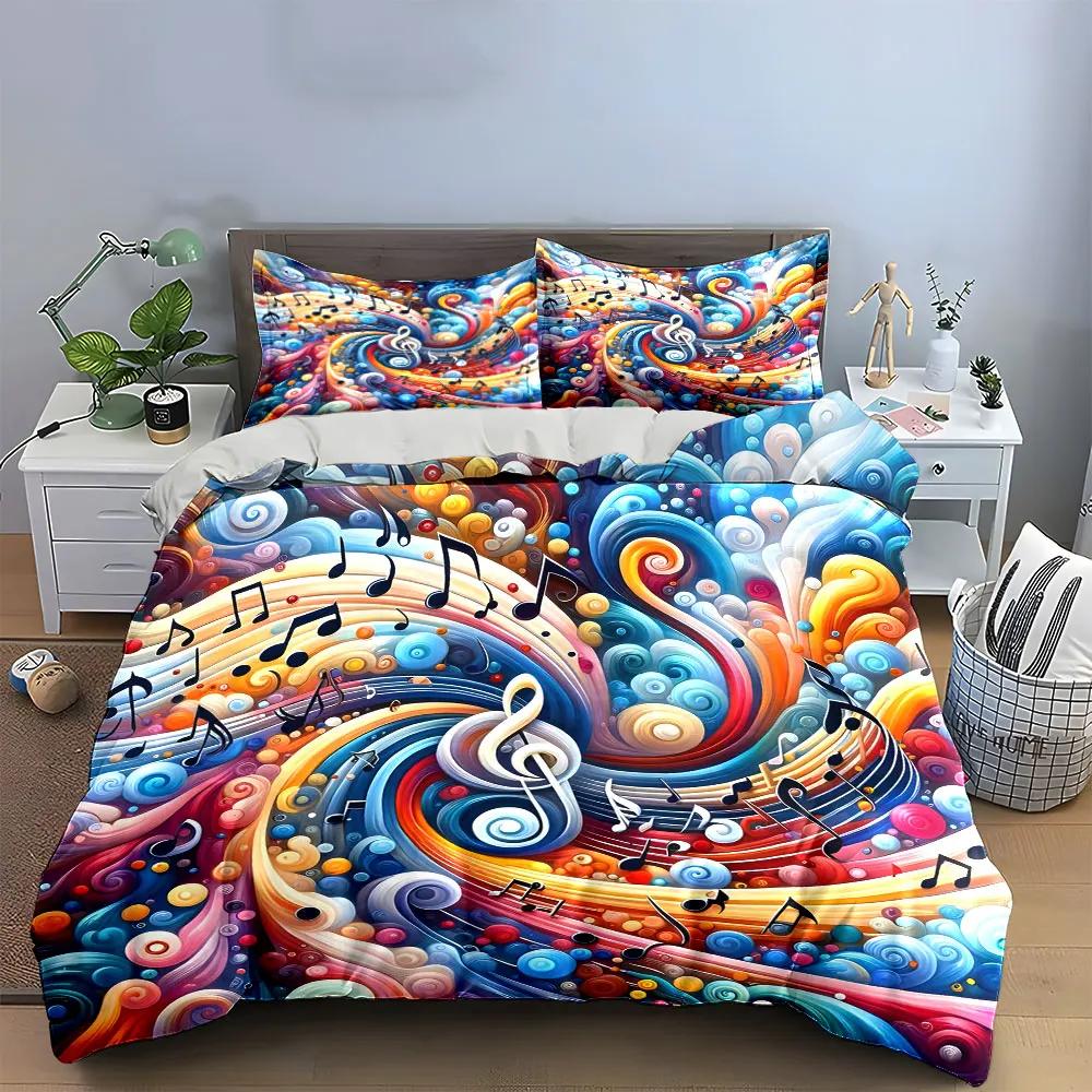 Music-Themed Abstract Art Set Multiple sizes kid's and adults' bedroom Exquisite 3PC bedding set, gift