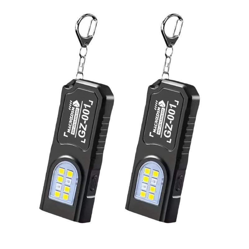 LED Keychain Flashlight Type C Rechargeable 550LM Portable Mini Torch Pocket Lantern Flood Work Light With Magnet For Emergency