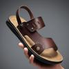 Fashion Hot Sale Sandals for Men Casual Leather Beach Shoes Non Slip Soft Sole Open Toe Summer Flat Dual-Purpose Slippers Slides