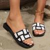 2024 Летняя мода Новые сексуальные большие размеры плоский квадратный носок популярные удобные однотонные женские тапочки сандалии 35-41