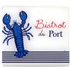 [A2466] - Подставка стеклянная 'Bistrot du Port' сине-белая. (Омар) - 20х20см